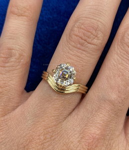 แหวนเพชรทรง Asscher Cut 3 กะรัตจาก Frances, แหวนเพชรเม็ดเดี่ยวเหนือกาลเวลา, เครื่องประดับเจ้าสาวสุดหรูทอง 14K, ของขวัญสำหรับขอแต่งงาน - Product Image 4