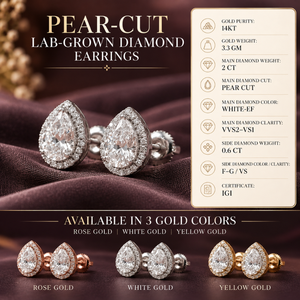 Pendientes de Diamantes Cultivados en Laboratorio con Corte de Pera en Oro de 14 Quilates de Lujo, 2 Quilates, Certificados por IGI, Joyería Moderna para Mujer |   Joyería Fina al por Mayor - Product Image 5