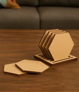 Posavasos hexagonales de MDF con soporte, 6 mm de grosor, antideslizantes, excelente diseño, para mesa - Product Image 1