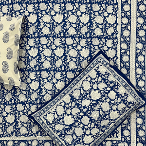 Sábana de Lujo de Algodón Puro Tamaño King, Estampado Floral a Mano de Jaipur, Suave, Agradable para la Piel, Lavable a Máquina, Duradera, para Uso Hospitalario - Product Image 1