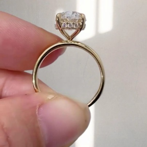 แหวนหมั้นเพชรทรงรีสุดหรูสำหรับผู้หญิง ได้รับการรับรองจาก IGI ทอง 14K ของขวัญเครื่องประดับเจ้าสาวสำหรับงานแต่งงาน - Product Image 2