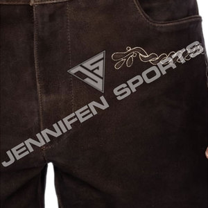 Nouveau pantalon Lederhosen Trachten bavarois pour homme, décontracté, taille mi-haute, teint en pièce, costume d'Oktoberfest allemand, en cuir véritable - Product Image 4