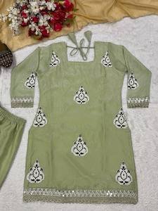 Designer <b>Women's</b> Modern Graduation Party Wear Set Top <b>Kurta</b> / Kurti Heavy Fendy Silk - Product Image 4