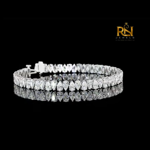 Alternating Pear Shape Lab Grown Diamond Tennis <b>Bracelet</b> Tear Drop Eternity Link <b>Bracelet</b> 9K 14K 18K Solid Gold Fine Jewelry - Product Image 1