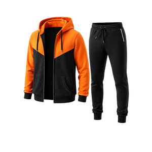 Conjunto Deportivo para Hombre en Naranja y Negro, Sudadera con Cierre y Pantalones Jogger, Corte Ajustado, Ropa Deportiva Informal para Gimnasio, Entrenamiento y Running - Product Image 3