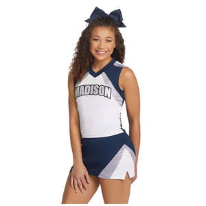 Ensemble de jupes courtes personnalisées à forte demande avec logo, uniformes de cheerleading noirs pour femmes, costumes sans manches, uniformes haute visibilité, OEM - Product Image 4