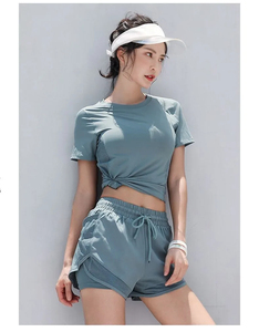 Shorts de sport pour femme à taille haute, respirants, écologiques, en toile, séchage rapide, pour la course, le fitness, le yoga, la gym, avec logo personnalisé - Product Image 2