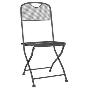 2-Piece Anthracite Folding <b>Patio</b> Chairs with Expanded <b>Metal</b> Mesh <b>Patio</b> Furniture <b>Set</b> - Product Image 3