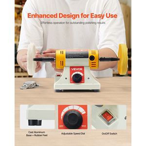 Pulidora de Banco de 1/2 HP, 0 a 8000 RPM, Máquina para Pulir Metal con 2 Ruedas de Algodón de 4 Pulgadas y 3 Accesorios de 3 Pulgadas - Product Image 5
