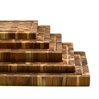 Planche à découper rectangulaire en bois de teck Ha Le avec poignée, motif à grain de bois apparent, multifonctionnelle, épaisseur 1,5 cm, compatible lave-vaisselle