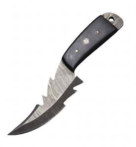 Cuchillo utilitario artesanal de acero de Damasco con mango de hueso negro, herramienta de hoja fija para coleccionistas - Product Image 6