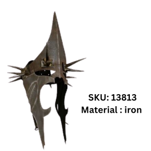 Casco de Nazgûl del Rey Brujo de Hierro, Acero Pulido, Patrón Geométrico Hecho a Mano, Máscara de Cosplay, Accesorio de Disfraz de Halloween, Coleccionable para el Hogar - Product Image 1