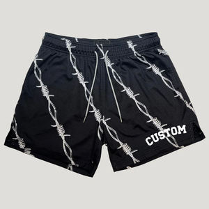 Shorts de basketball personnalisés pour hommes avec logo floral, 95% polyester/coton, tissu en toile, taille élastique, imprimé par sublimation - Product Image 6