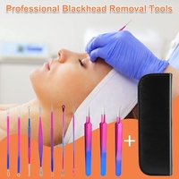 Kit d'outils d'extraction de points noirs, 10 pièces, outils poppers de boutons avec étui, ensemble d'outils d'extraction de boutons pour le visage et le nez