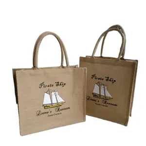 Order Online Reusable custom logo handmade fancy burlap tote bags women jute handbag At Best Price