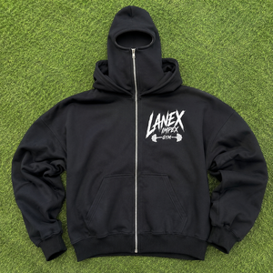 Custom Oversized Zip Balaclava Hoodie Unisex Heavyweight Fleece Full Face Mask Hooded Sweatshirt Streetwear 100% Cotton Print - Product Image 6