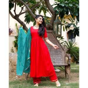 Conjunto de Traje de Gasa Rojo Frambuesa XS - Product Image 2