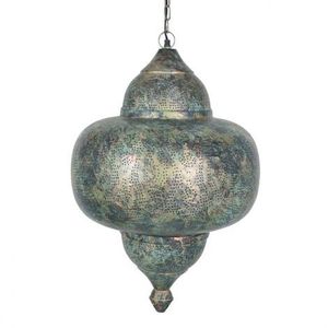 Lanterne marocaine en fer de designer avec finition électro-plaquée or et panneaux en verre coloré pour un éclairage d'ambiance - Product Image 5