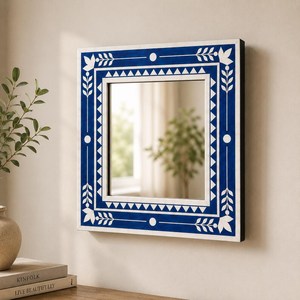 Floral Inlay Large Elegant Bohemian Handmade Eco-Friendly <b>Lightweight</b> Wall <b>Mirror</b> Floral Pattern for Bathroom Use Living Room - Product Image 1