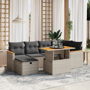 Conjunto de Sofás Modulares de Jardín de 7 Piezas en Ratán PE Gris, Muebles de Jardín Modulares Cómodos - Product Image 1