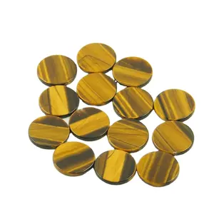 Natural Tiger Eye Flat Stone Coin 10mm Cabochon Gemstone Jewelry Making Stone 100% Natural Top Color Vivaaz Gems Bulk Wholesale