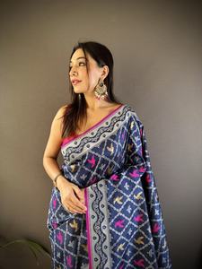 ชุดส่าหรีสตรีชาวปากีสถานที่ทันสมัยผ้าไหมแท้ลายลิ้นจี่นุ่มและสไตล์อินเดียส่าหรีสำหรับงานแต่งงานและงานปาร์ตี้โดย fatema Fashion - Product Image 5