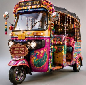 Bollywood Style Bride Groom Entry Auto Rickshaw Hot Selling 3 Wheels Mehendi Function Bridal Entry Tuk-Tuk Photobooth <b>Props</b> Sale - Product Image 3