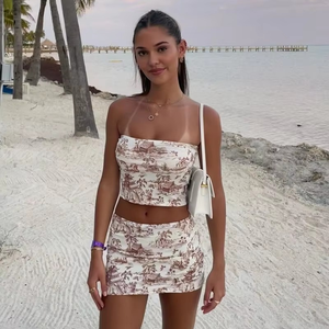 Hot Selling Sexy Casual Sleeveless Strapless Crop <b>Top</b> and Pants Women Two Piece Set - Product Image 3