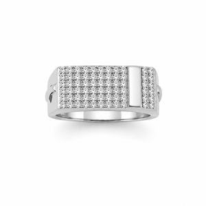 Namivaa <b>Mens</b> Sterling Silver Gemstone Rectangular Pave High Polish Modern Geometric Band <b>Ring</b> Daily Wear Jewelry - Product Image 2