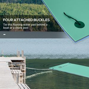 12x5ft Green Lily Pad <b>Floating</b> Mat with Drink Holders 3-Layer Portable Roll-Up Water Mat Dock for 2-3 People Inflatable Floats - Product Image 6