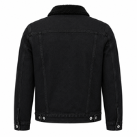 Veste en denim sherpa noire personnalisée pour homme |   Veste en jean pour camionneur OEM |   Manteau en jean d'hiver à col en polaire, marque privée, logo personnalisé
