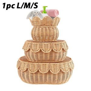 High Quality Oval Natural Rattan Storage <b>Baskets</b> For Children's Toy Storage Cute Design Neatening Organizer Rattan <b>Basket</b> - Product Image 4