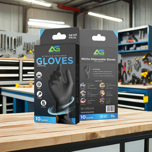 Gants jetables en nitrile noir personnalisés, sans poudre, ambidextres, avec poignet perlé, multi-usages, pour la cuisine, la réparation, la peinture, le nettoyage - Product Image 4
