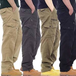 Pantalon de travail décontracté pour homme en toile de coton légère, coupe ample, plusieurs poches, braguette zippée, taille mi-haute, style sport, soldes d'été - Product Image 2