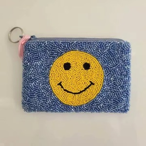 SMILE Porte-monnaie perlé fait main, Portefeuille perlé pour adolescents, Porte-monnaie perlé coloré, Sac à main tendance avec - Product Image 1
