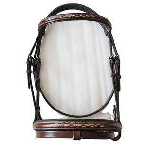 Brida de caballo de cuero respetuosa con el medio ambiente marrón de calidad superior ligera con acolchado suave y proveedor de banda para cejas bordadas - Product Image 3