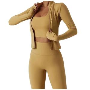 Ropa Deportiva Personalizada, Nueva Ropa de Yoga de Spandex con Cintura Alta, Chaqueta de Gimnasio para Mujer, Conjunto Deportivo de Manga Larga sin Costuras - Product Image 4