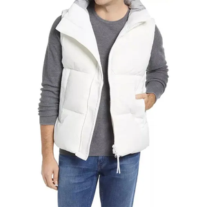 Men's <b>Beige</b> Stand Collar Puffer Vest Zipper Closure Windproof Casual Winter Outerwear Regular Fit Solid Color <b>Waistcoat</b> - Product Image 6