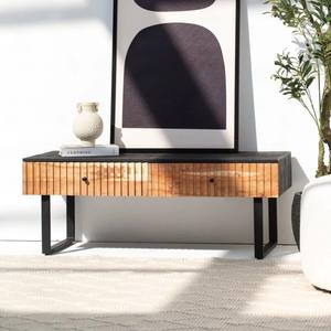 Mueble para TV Vandana Novara Elara de 2 Cajones, Consola de Entretenimiento Moderna de Madera Maciza Minimalista - Product Image 1