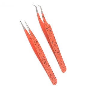 แหนบติดขนตาปลอม S Network Professional สีส้มลายจุด พร้อมโลโก้สั่งทำ ปลายเรียบ แม่นยำ ผลิตจากสแตนเลสสตีล - Product Image 3