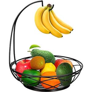 Nouveautés : Panier de rangement pour fruits, corbeille à fruits avec support pour bananes, paniers de rangement en fil métallique pour légumes et produits frais - Product Image 1