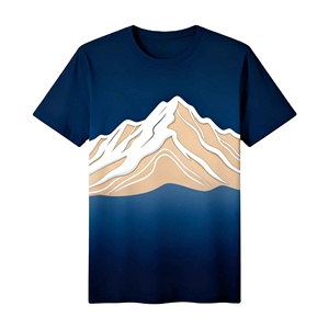 T-shirt pour homme personnalisé, 100% polyester, manches courtes, sublimation, style estival, imprimé montagne enneigée, tendance mode, coupe ajustée - Product Image 4