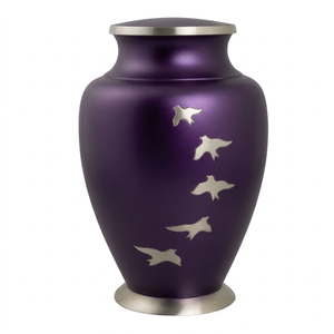 Urna Funeraria de Aluminio para Adultos con Grabado de Pájaros en Plumas, Acabado en Plata y Azul Turquesa, Urna de Metal Resistente para Cenizas - Product Image 6