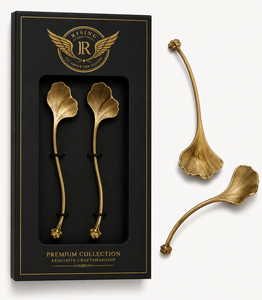 Ensemble de service à salade avec manche en laiton plaqué or, prix de gros, collection de couverts de luxe pour hôtels, coffret cadeau - Product Image 1