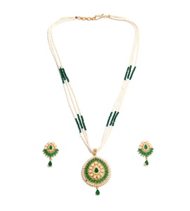 Wholesale PriceWomen's Emerald Pearl Kundan <b>Necklace</b> Set Festive Wedding Jewelry Gift for Her - Product Image 3