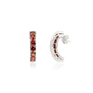 Pendientes de Aro Finos de Plata de Ley 925 con Granate de Corte Redondo 100% Auténtico, Joyería de Piedra de Nacimiento de Enero, Más Vendidos - Product Image 5