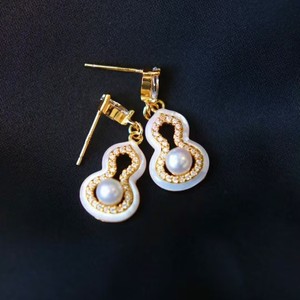 Early Summer 5-6MM Freshwater <b>Pearl</b> <b>Dangle</b> <b>Earrings</b> Pure Silver Jewelry with White Stone Inlay for Wholesale - Product Image 2