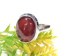 Anillo de Piedra Preciosa de Granate Hessonita Natural |   Joyería de Lujo Hecha a Mano en Plata de Ley 925 |   Anillo con Piedra Cabujón de Forma Ovalada Certificada