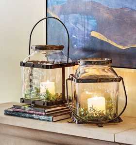 Lanterne en fer noir de luxe avec lumières LED féériques, porte-bougie sans flamme pour la décoration de la maison - Product Image 2