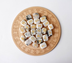 ชุดหินรูนเรนโบว์มูนสโตน คริสตัลเจมสโตน ขัดเงา คุณภาพพรีเมียม สลักลายหินบำบัด ฟูทาร์ก มาสคาโท มุนทาฮะ อาเกต - Product Image 2